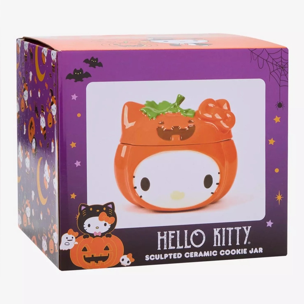 SANRIO x HELLO KITTY Halloween Pumpkin Sculpted Ceramic Candy Dish Cookie Jar - Picture 5 of 10